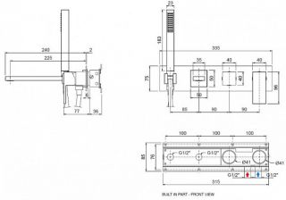 Встраиваемый смеситель для ванны и душа однорычажный, в комплекте с ручным душем, бронза Cezares UNIKA-VDM2-02